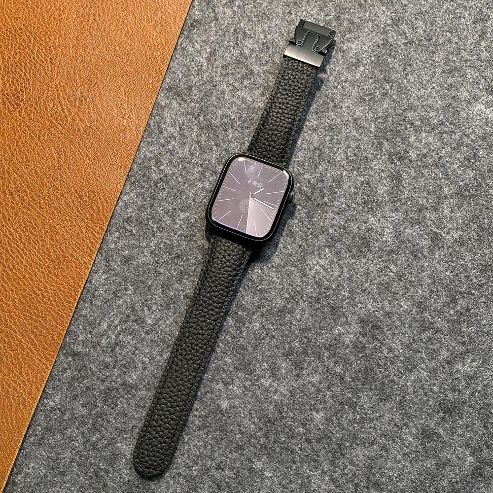 Magnetic Buckle Leather Strap For Apple Watch - Image 2