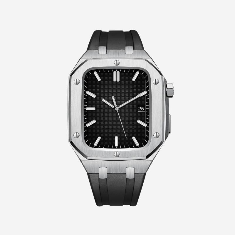 AP9006 Silicone Band Stainless Steel Case Retrofit Kit For Apple Watch - Image 2