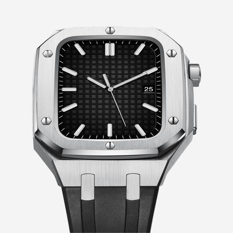 AP9006 Silicone Band Stainless Steel Case Retrofit Kit For Apple Watch - Image 3